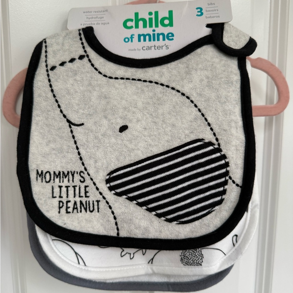 Carter's Black and Gray Bibs Soft Absorbent Accessories